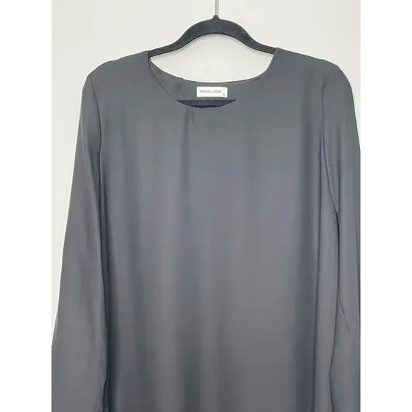 Favolook Long Sleeve Mini Dress‎ Lace Fringe Hem Black Size XL Goth Dark Whimsy - Picture 2 of 10